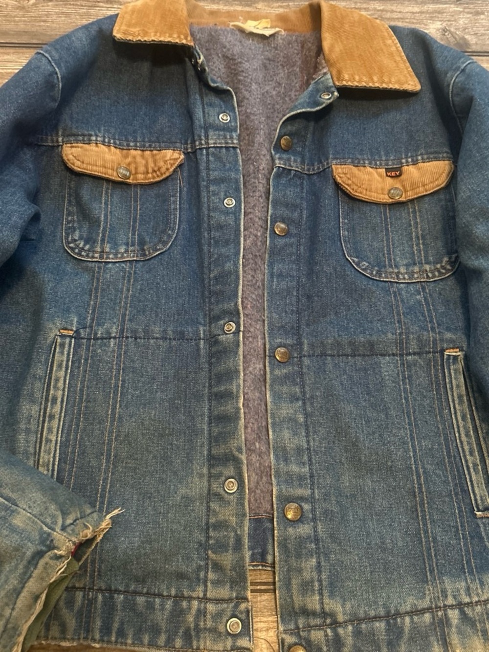 Vintage Key imperial jean Jacket with Tan Corduroy Collar - Men's
